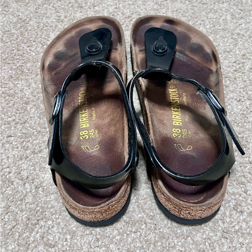 Birkenstock Gizeh Heel Strap Glossy Black Sandals - Picture 2 of 9